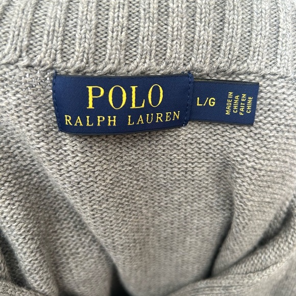 Polo Ralph Lauren Gray 1/4 Button Knit Long Sleeve Sweater Mens Large - Picture 6 of 9
